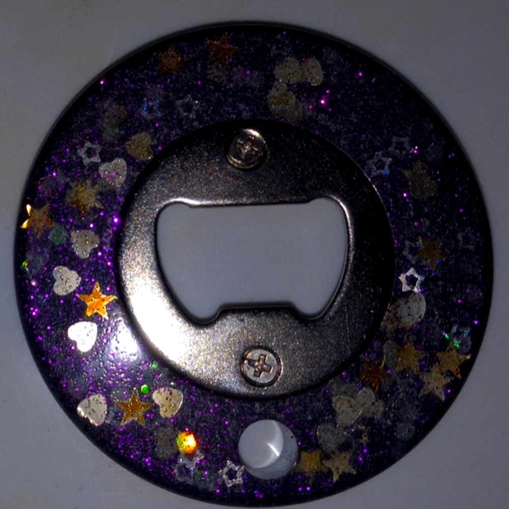 Purple Round Epoxy Bottle Opener